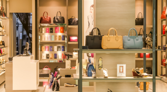 A selection of luxury items in a luxury retail store