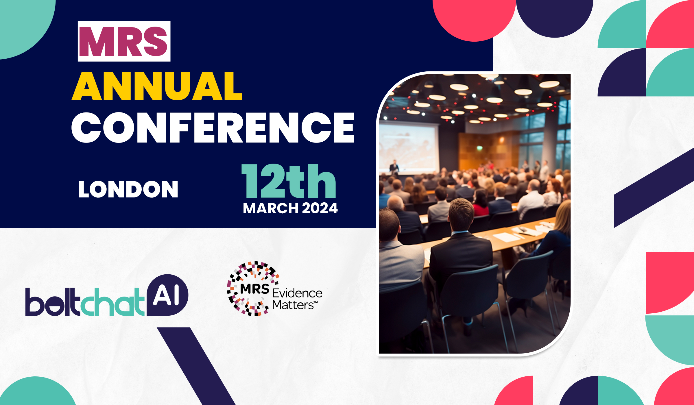 Events graphic for BoltChatAI to announce the MRS Annual Conference